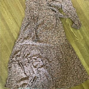 Carly Jean Los Angeles Floral Long Sleeve Dress - Brown and Pink